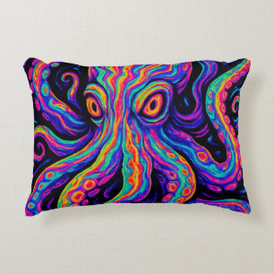 Trippy Vibrant Octopus Accent Pillow