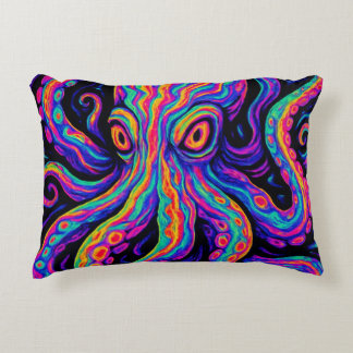 Trippy Vibrant Octopus Accent Pillow