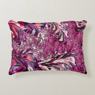 Trippy Vibrant Psychedelic Funky Fractal Art Accent Pillow