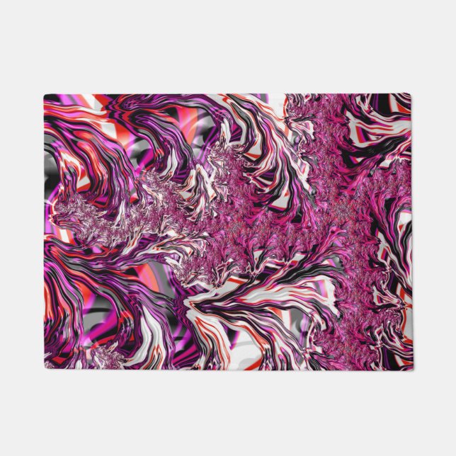 Trippy Vibrant Psychedelic Funky Fractal Art Doormat (Front)