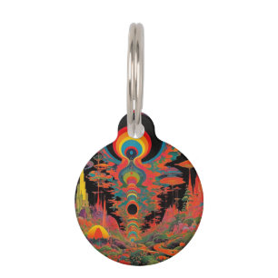 Trippy Vintage 1960s Psychedelic Retro Artwork Pet Tag