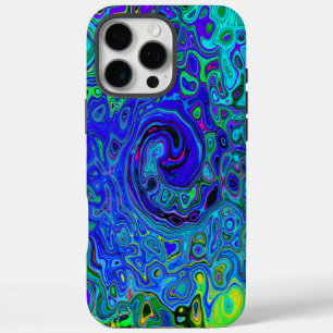 Trippy Violet Blue Abstract Retro Liquid Swirl iPhone 16 Pro Max Case