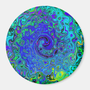 Trippy Violet Blue Abstract Retro Liquid Swirl Magnet