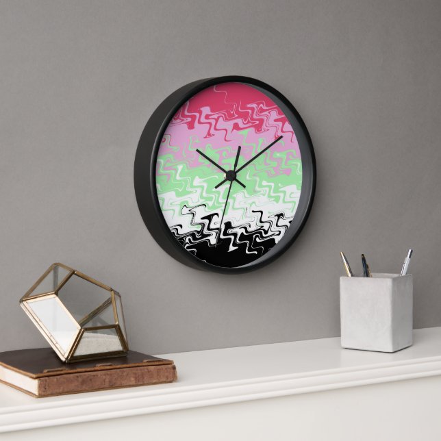 Trippy Wavy Abstract Recipromantic Pride Flag Clock (Office)
