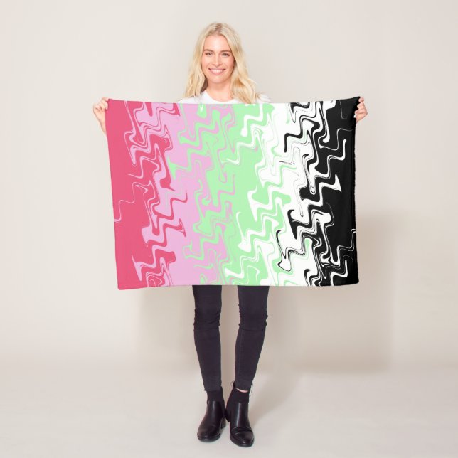 Trippy Wavy Abstract Recipromantic Pride Flag Fleece Blanket (In Situ)