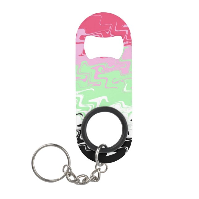 Trippy Wavy Abstract Recipromantic Pride Flag Keychain Bottle Opener (Front)