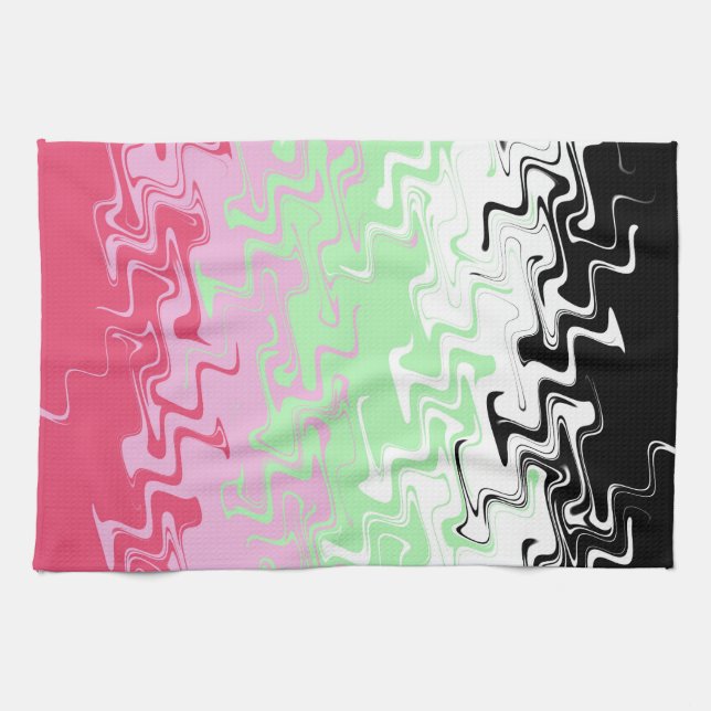 Trippy Wavy Abstract Recipromantic Pride Flag Kitchen Towel (Horizontal)