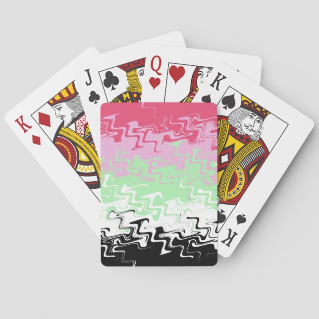 Trippy Wavy Abstract Recipromantic Pride Flag Playing Cards (Back)
