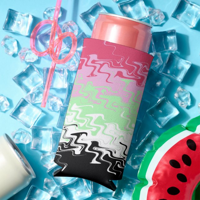 Trippy Wavy Abstract Recipromantic Pride Flag Seltzer Can Cooler (In Situ Summer)