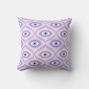 Trippy Weird Eye Pattern - Pastel Purple and Pink Throw Pillow