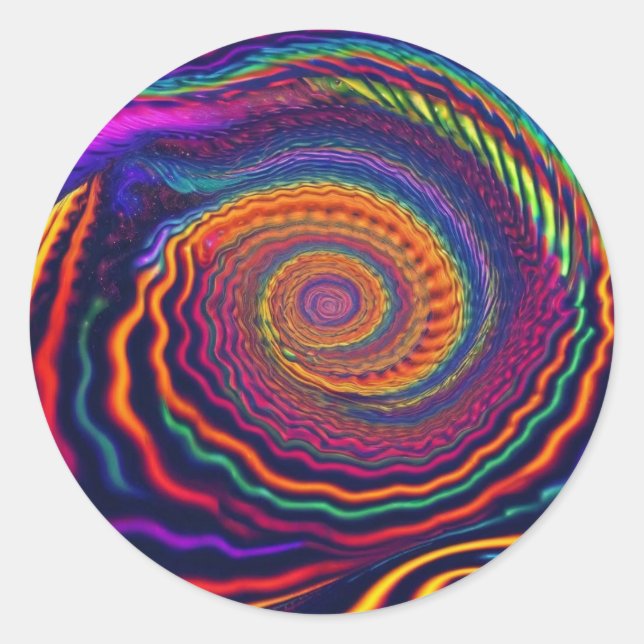 Trippy Wiggling Spiral Classic Round Sticker (Front)