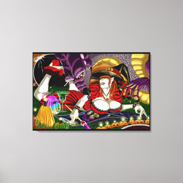Trippy Witch Stretched Canvas Art Prints (Front)