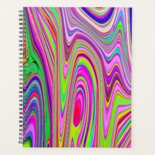 Trippy Yellow and Pink Abstract Groovy Retro Art Planner