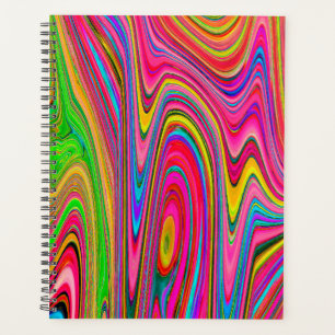 Trippy Yellow, Red and Blue Abstract Groovy Art Planner