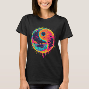 Trippy Yin Yang Zen Cosmic Yoga Design Vaporwave P T-Shirt