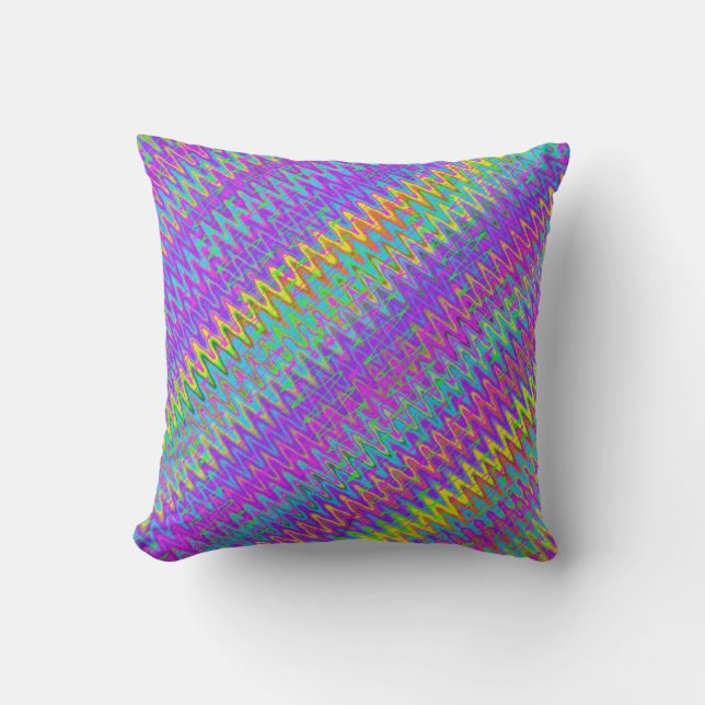 Trippy Zigzag Diagonal Throw Pillow (Front)