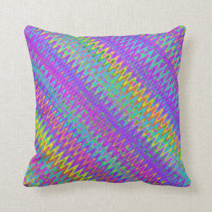 Trippy Zigzag Diagonal Throw Pillow