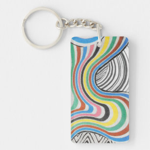 Trippy Zigzag Waves Collage Keychain
