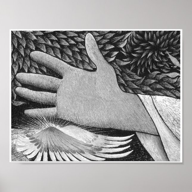 Triptych Accueillant Christ 8.5X11 B/W Poster (Devant)