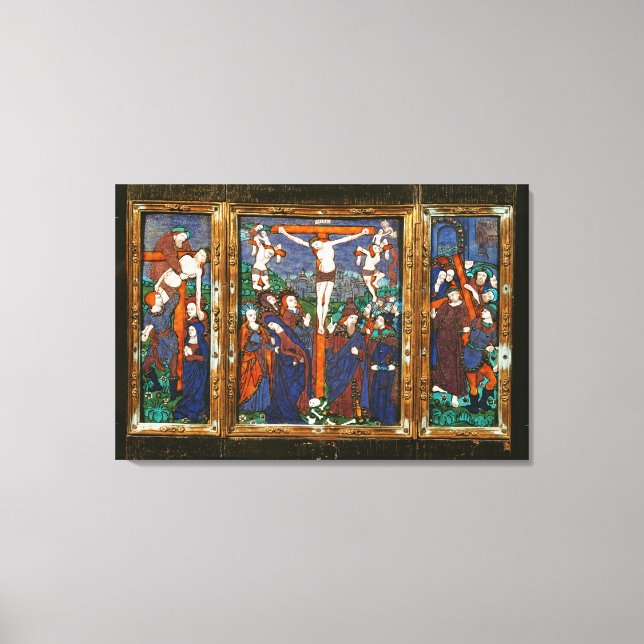 Triptych depicting the Crucifixion, Limousin Canvas Print (Front)