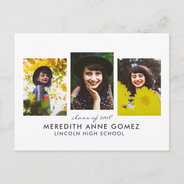 Triptych Graduation Postcard Announcement (Front)
