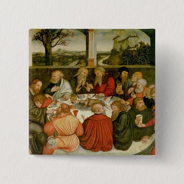 Triptych, left panel, Philipp Melanchthon 2 Inch Square Button (Front)