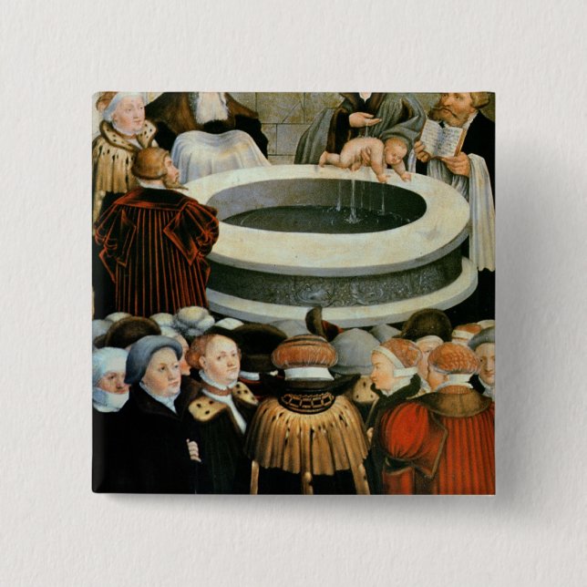 Triptych, left panel, Philipp Melanchthon 2 Inch Square Button (Front)
