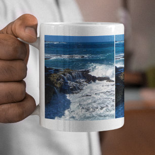 Triptych Of Crashing Waves On Rocks Coffee Mug