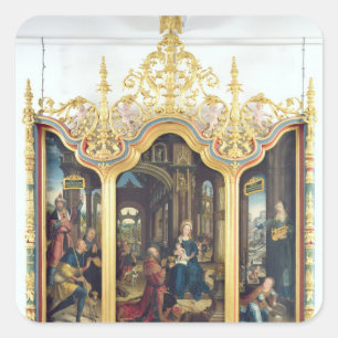 Triptych of the Adoration of the Infant Christ Square Sticker