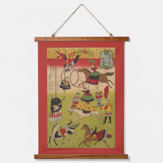 Triptych Print Shows Circus At Yasukuni Jinja Hanging Tapestry (Front)