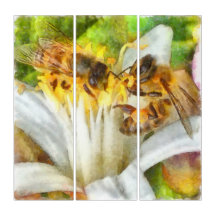Abeilles De Miel Sur L'Aquarelle De Fleur De Citro