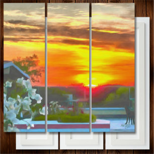 Triptyque Coucher de soleil sur le toit 2295