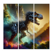 Cyber Dinosaure dans la nature - Bête futuriste