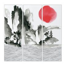 Montagnes De Peinture Japonaise De Sumi-e Et Couch