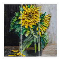Peinture acrylique nature morte de tournesols