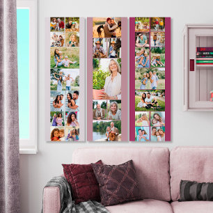 Triptyque Photo Collage 31 Photo Rose de lavande moderne