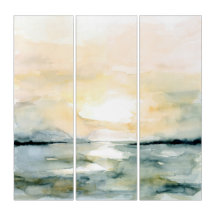 Sunrise Sunset Seascape Watercolor ensemble de 3