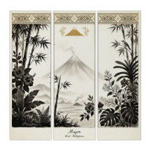 Tryptique mural artistique du volcan Mayon