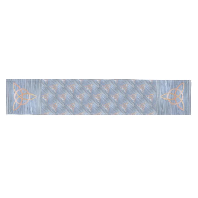 Triquetra Abstract | Blue Gold Celtic Trinity Knot Medium Table Runner (Horizontal)