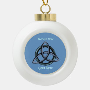 Triquetra (Blue) Ceramic Ball Christmas Ornament