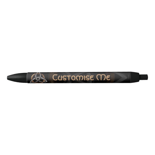 Triquetra (Brown/Silver) Black Ink Pen (Front)