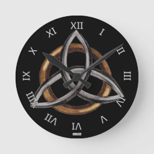 Triquetra (Brown/Silver) Round Clock