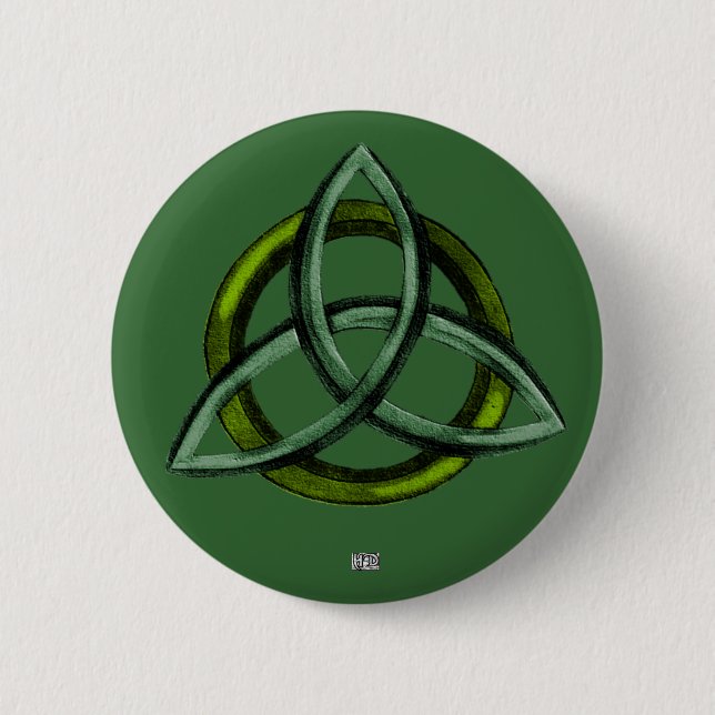 Triquetra (Green) 2 Inch Round Button (Front)