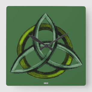 Triquetra (Green) Square Wall Clock