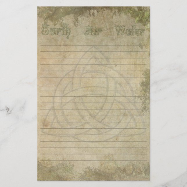 Triquetra Natural, Earth Air Water Lined Stationery (Front)