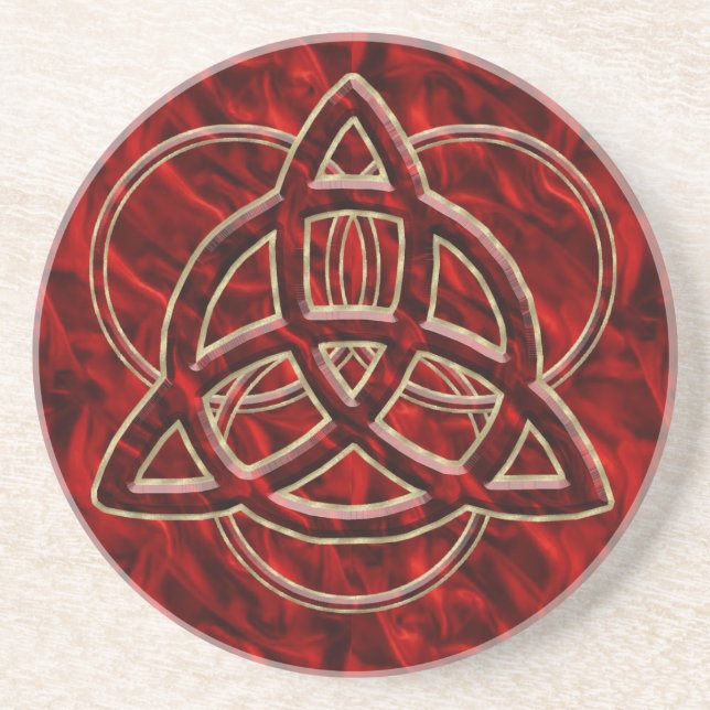Triquetra Red Silk Coaster (Front)