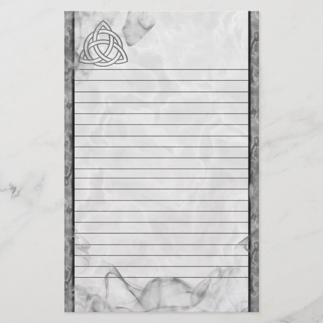 Triquetra Silver Bevel Lined Stationery (Front)