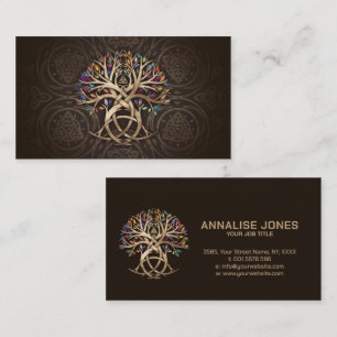 Triquetra Tree of life Colourful leaves Business Card
