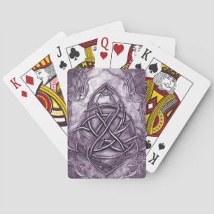 Triquetra Trinity Knot Lavender Purple Faux Metal Playing Cards
