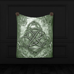 Triquetra Trinity Knot Sage Green Faux Metallic Fleece Blanket
